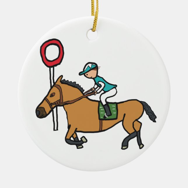 Horse Racing Ceramic Ornament (Front)