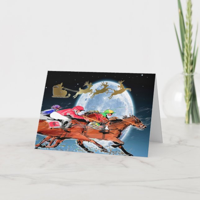 Horse Racing Christmas or All Occasion Holiday Card (Front)
