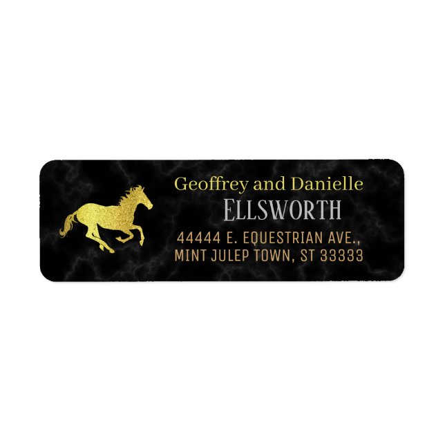 Horse Racing Derby Black Gold Return Address Label (Front)