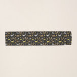 Horse Racing Derby Day Party Black Gold Pattern Scarf<br><div class="desc">Celebrate your favourite horse racing derby with this gorgeous pattern. The repeating design is made in shades of gold, silver, and bronze on black with a slight marble effect. The ornate pattern includes horses, trophies, horseshoes, and roses. Contact FancyCelebration for changes. See the matching party supplies and more here: https://www.zazzle.com/collections/horse_racing_derby_day_party_collection-119108502832802144...</div>