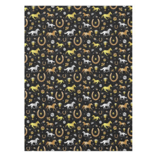 Horse Racing Derby Day Party Black Gold Pattern Tablecloth