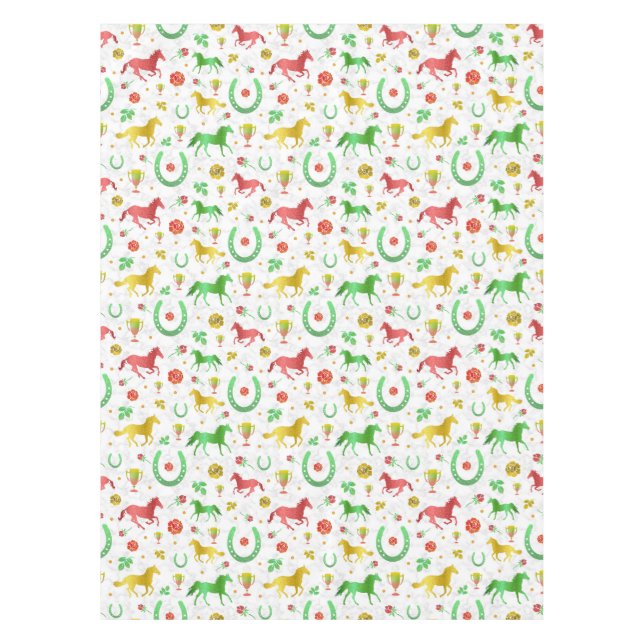 Horse Racing Derby Day Party Colourful Pattern Tablecloth (Front)