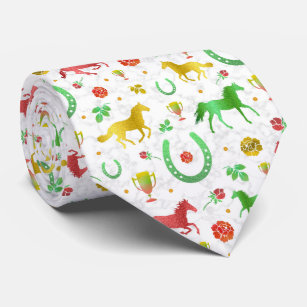 Horse Racing Derby Day Party Colourful Pattern Tie