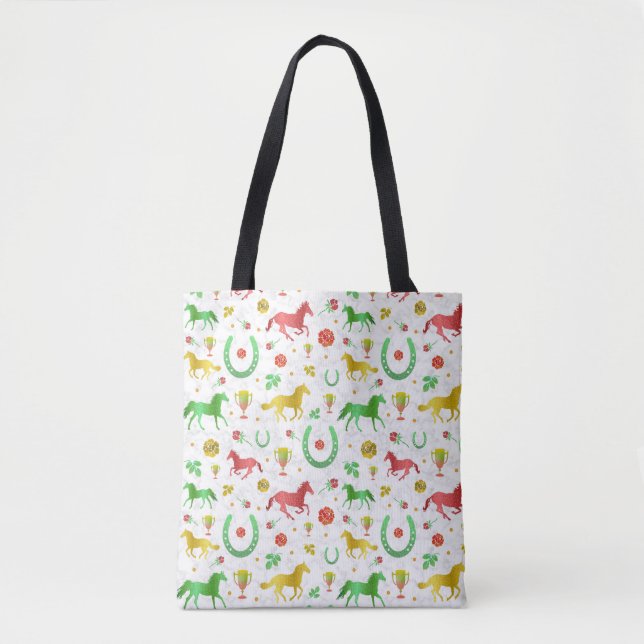 Horse Racing Derby Day Party Colourful Pattern Tote Bag (Front)