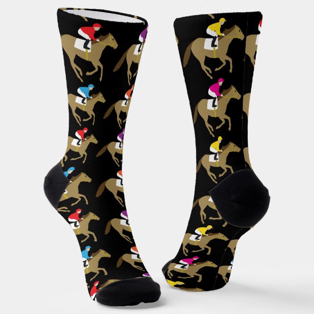 Horse Racing Derby Jockeys Pattern Socks (Angled)