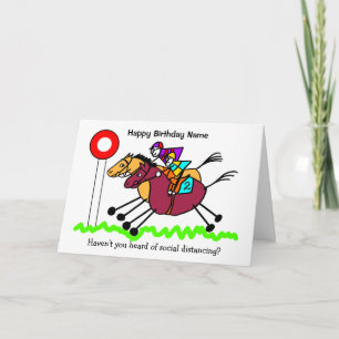 Horse Racing Funny Cartoon Birthday Card
