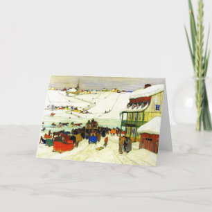 Horse Racing in Winter Clarence Gagnon - Greeting Card
