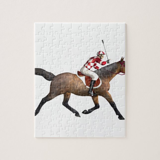 Horse Racing Jockey and Horse Jigsaw Puzzle (Vertical)