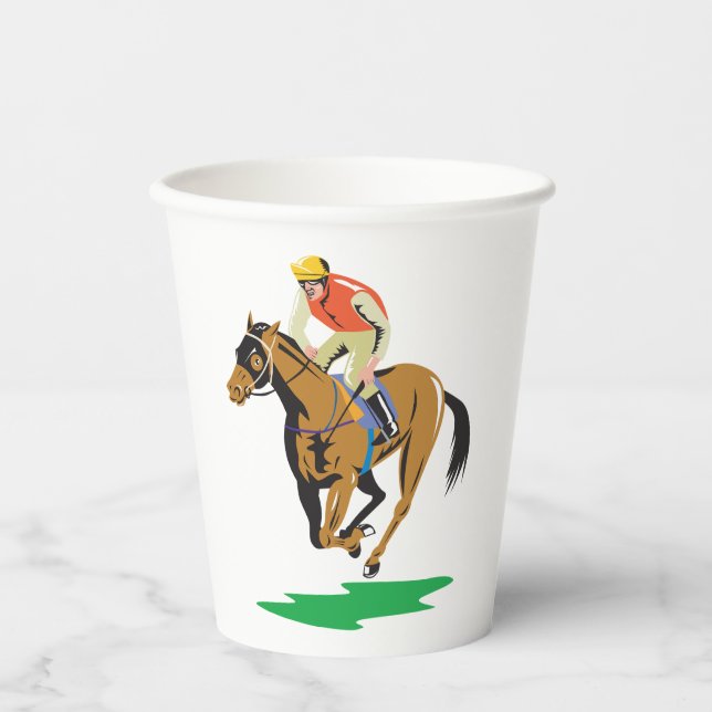 Horse Racing Jockey Galloping Paper Cups (Front)