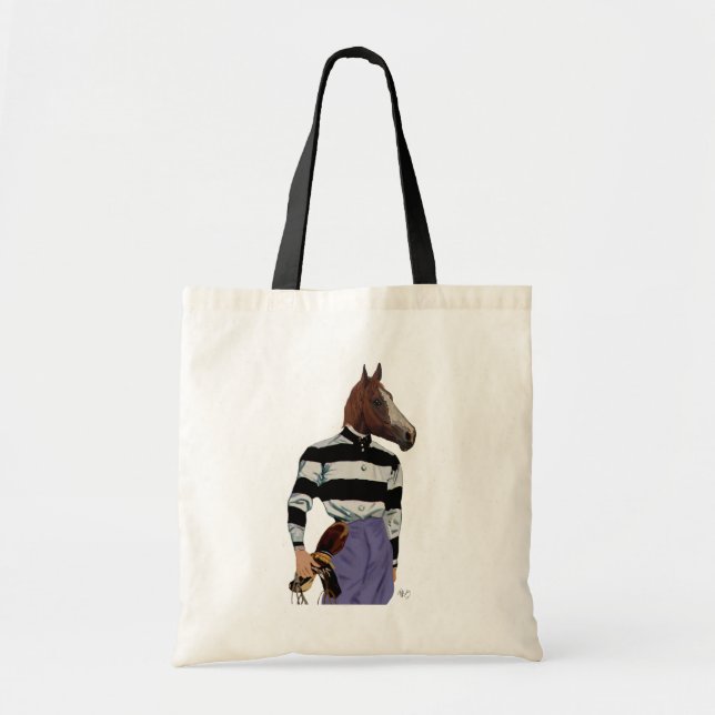 Horse Racing Jockey Portrait Tote Bag (Front)