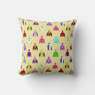 Horse Racing Jockey Silks Pattern on Beige Cushion
