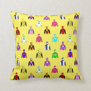 Horse Racing Jockey Silks Pattern on Yellow Cushion