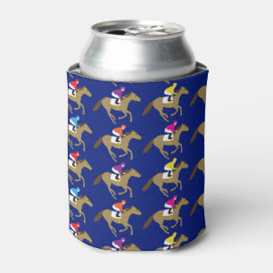 Horse Racing Jockeys Patterned Derby Can Cooler