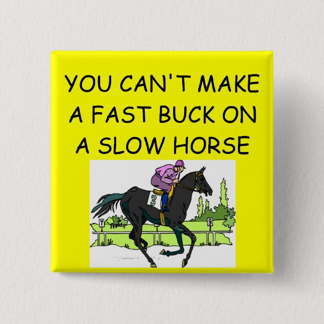 HORSE racing joke 15 Cm Square Badge (Front)
