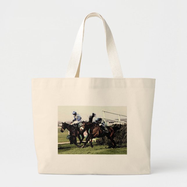 Horse Racing Large Tote Bag (Front)