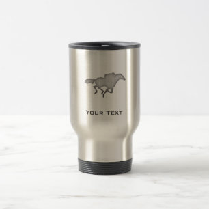Horse Racing; metal-look Travel Mug