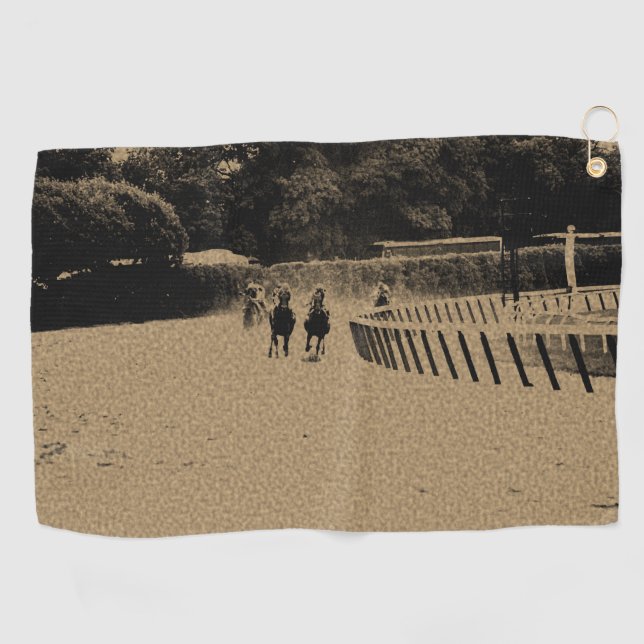 Horse Racing Muddy Track Grunge Golf Towel (Horizontal)