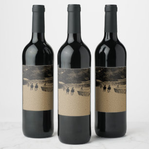 Horse Racing Muddy Track Grunge Wine Label