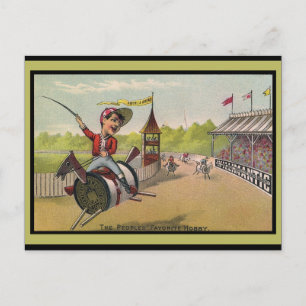 Horse Racing on Thread Spools Postcard