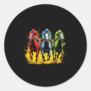 Horse racing outfit dynamic race scene derby classic round sticker