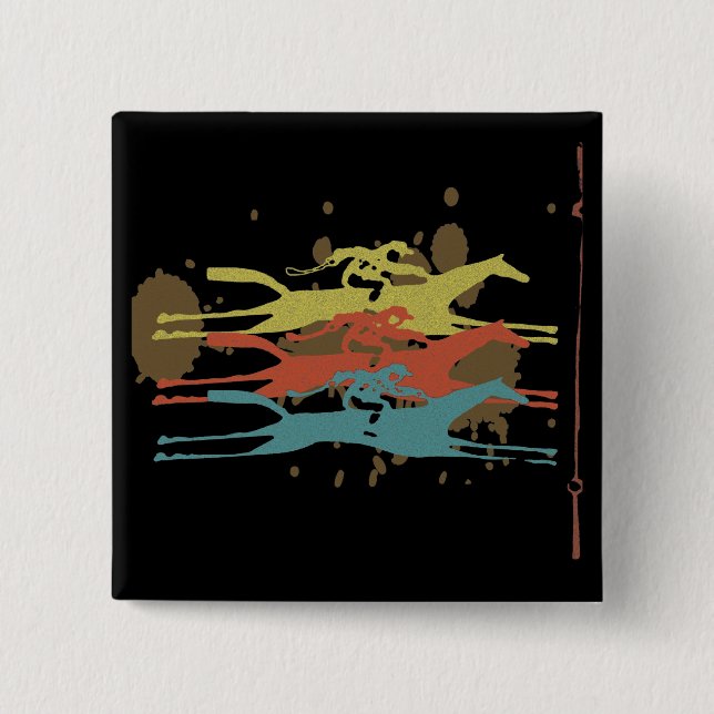 Horse Racing Party Favours 15 Cm Square Badge (Front)