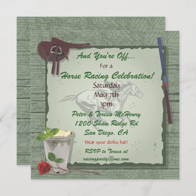 Horse Racing Party Invitation (Front/Back)