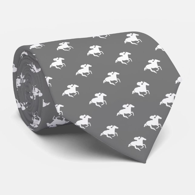 Horse Racing Pattern | Gray Tie (Rolled)