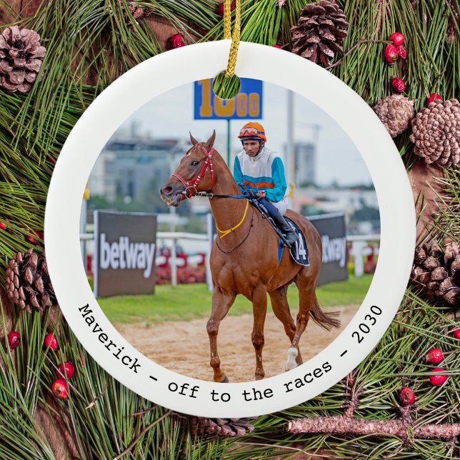 Horse Racing Personalised Simple Equestrian Photo Ceramic Ornament (Creator Uploaded)