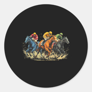 Horse Racing Rodeo Horseback Riding Track Race Rid Classic Round Sticker