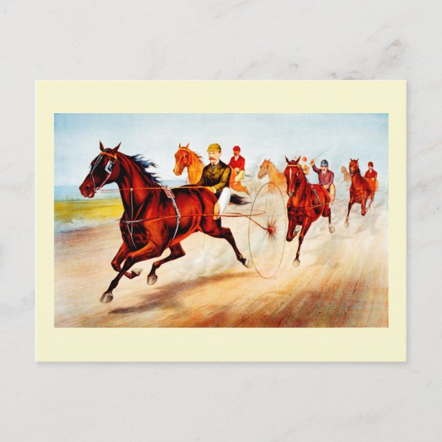 Horse racing vintage art postcard (Front)