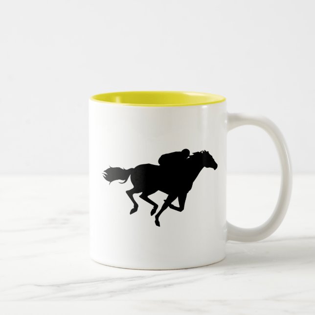 Horse Racing; yellow Two-Tone Coffee Mug (Right)