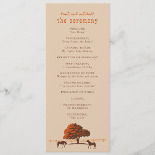 Horse Rail Fence Oak Horses Wedding Program