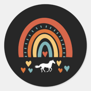 Horse Rainbow For Girls Horseback Riding Horses Fo Classic Round Sticker