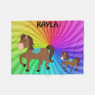 Horse & Rainbows blanket personalised for kids.