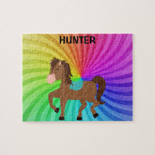 Horse & Rainbows puzzle personalised for kids.