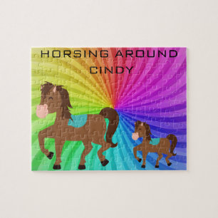 Horse & Rainbows puzzle personalised for kids.
