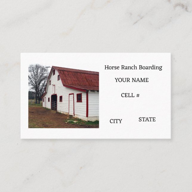 Horse Ranch Boarding Business Card (Front)