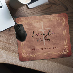 Horse Ranch Business Customizable Cross Logo Mouse Pad