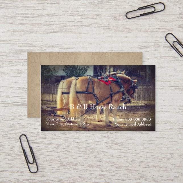 Horse Ranch Clydesdale Business Card (Front/Back In Situ)