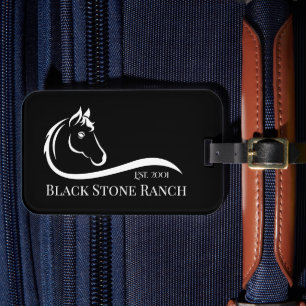 Horse ranch logo equestrian branding address luggage tag