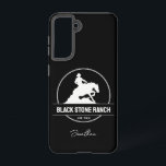 Horse ranch logo reining western barn branding samsung galaxy case<br><div class="desc">Horse ranch logo with sliding reining horse vector,  equestrian stable,  horse barn logo design,  branding for your horse business. You can transfer this design to any other product on Zazzle,  look at: "Transfer design to a product"!</div>