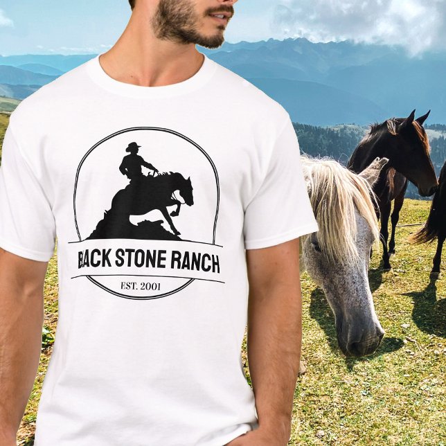 Horse ranch logo reining western barn branding T-Shirt (Horse ranch logo design branding marketing t-shirt)