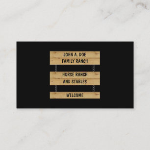 Horse Ranch Stables Cattle Farm Black Business Card