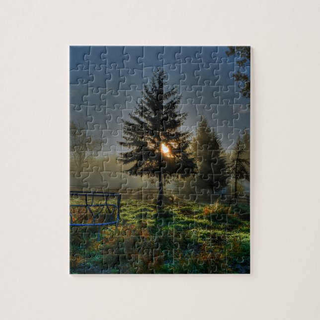 Horse Ranch Sunrise Nature Photo Jigsaw Puzzle (Vertical)