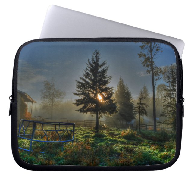 Horse Ranch Sunrise Nature Photo Laptop Sleeve (Front)