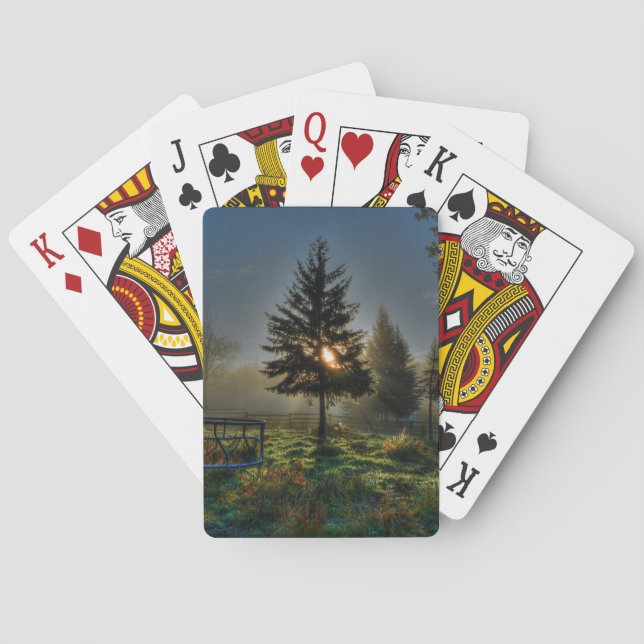 Horse Ranch Sunrise Nature Photo Playing Cards (Back)
