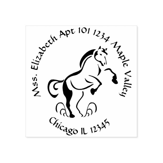 Horse Rearing Up Homestead Return Address Rubber Stamp (Imprint)