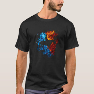 Horse Red Blue Fire Equestrian Horseback Riding T-Shirt