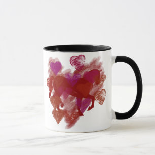 Horse - Red Horse Outline With Hearts Mug