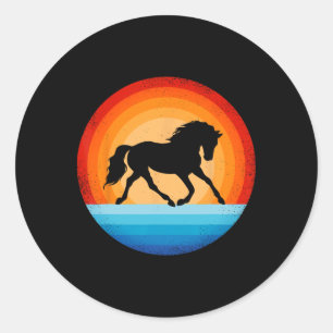 Horse Retro Vintage Sunset Farm Horseback Riding E Classic Round Sticker